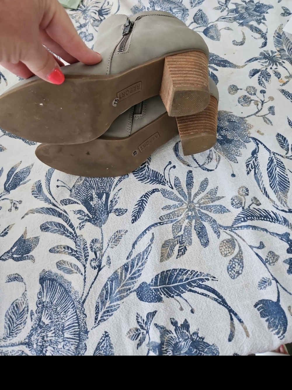 Women's Grey Suede Ankle Booties with Side Zip - Picture 4 of 4